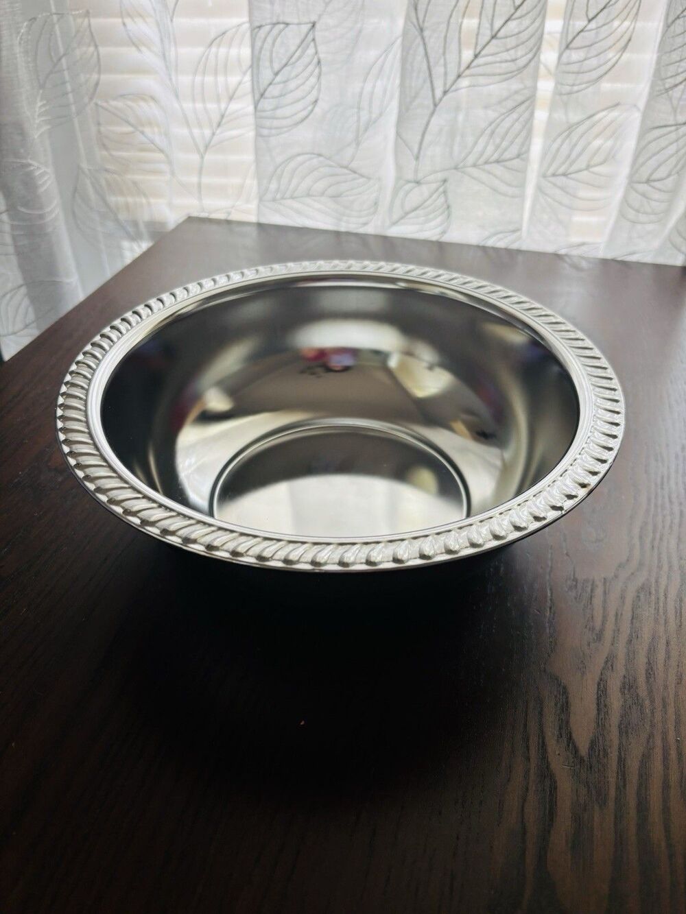 Vintage Shelton-Ware NYC Silverplate Serving Bowl Rope Edge Round 9.5"